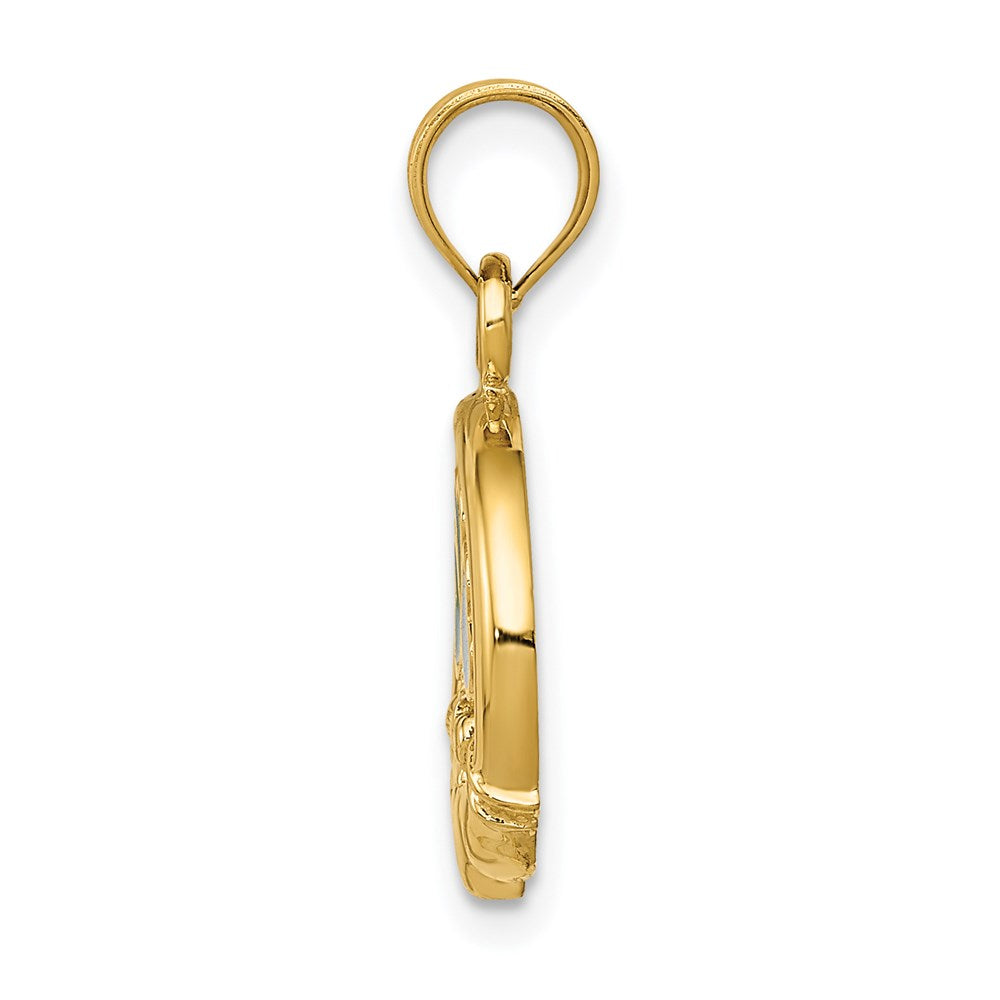 14K Gelbgold Claddagh-Charm mit Emaille