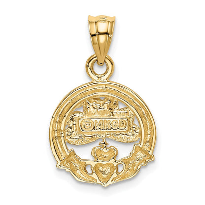 14K Gelbgold Claddagh-Charm mit Emaille