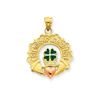 14K Bicolor-Gold Claddagh-Charm mit Emaille