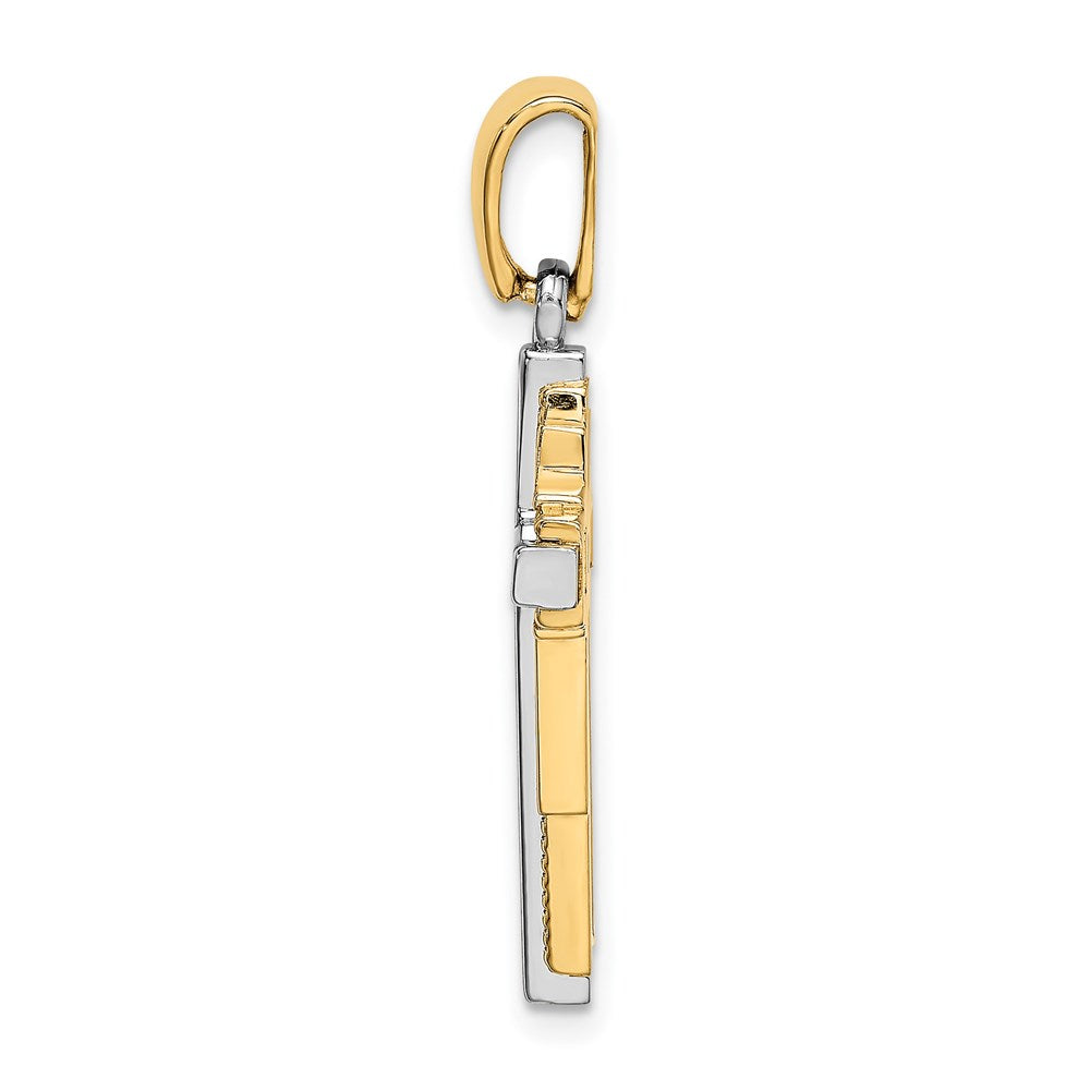 14K Bicolor Gold Perlen-Kreuzanhänger