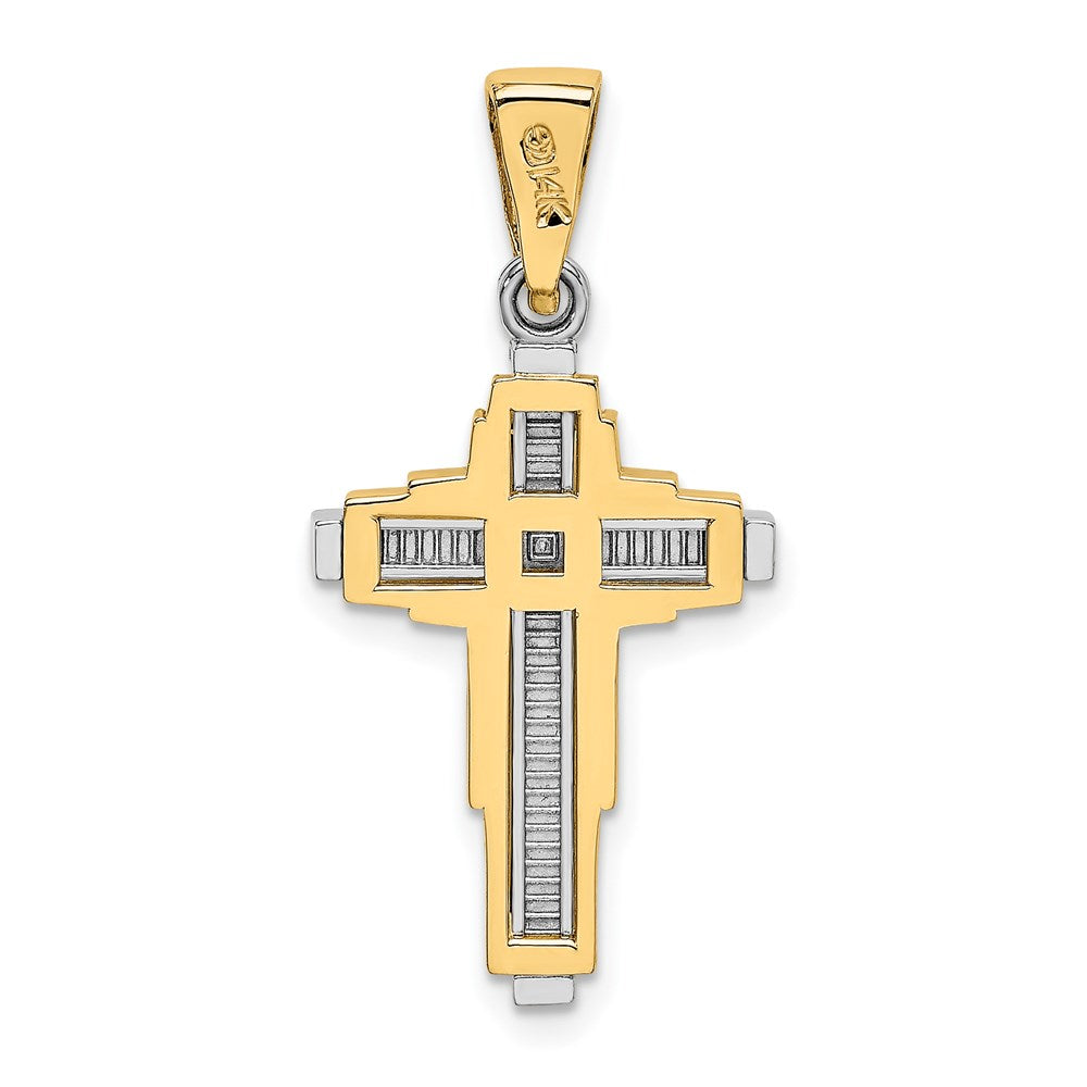 14K Bicolor Gold Perlen-Kreuzanhänger