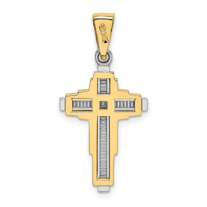 14K Bicolor Gold Perlen-Kreuzanhänger