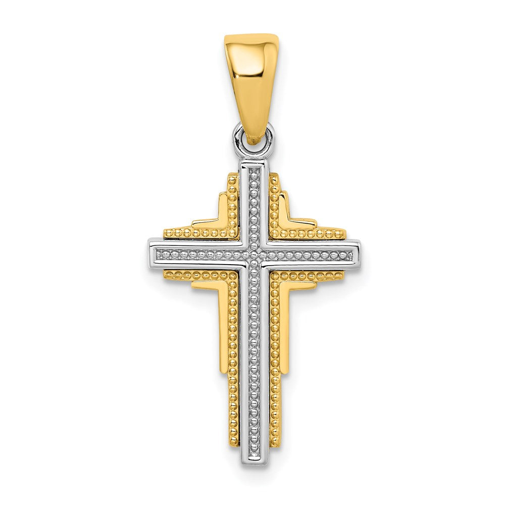 14K Bicolor Gold Perlen-Kreuzanhänger