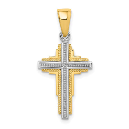 14K Bicolor Gold Perlen-Kreuzanhänger