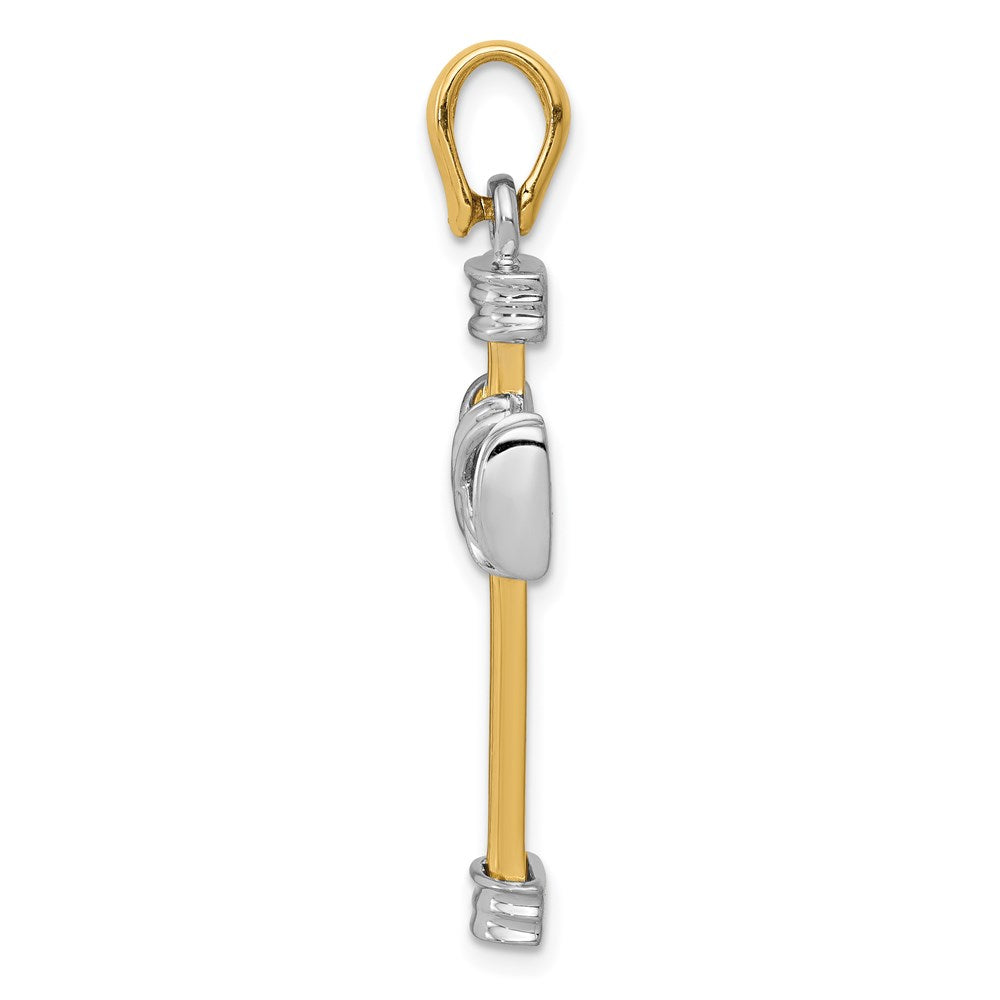 14K Bicolor-Gold Lateinisches Kreuz Anhänger