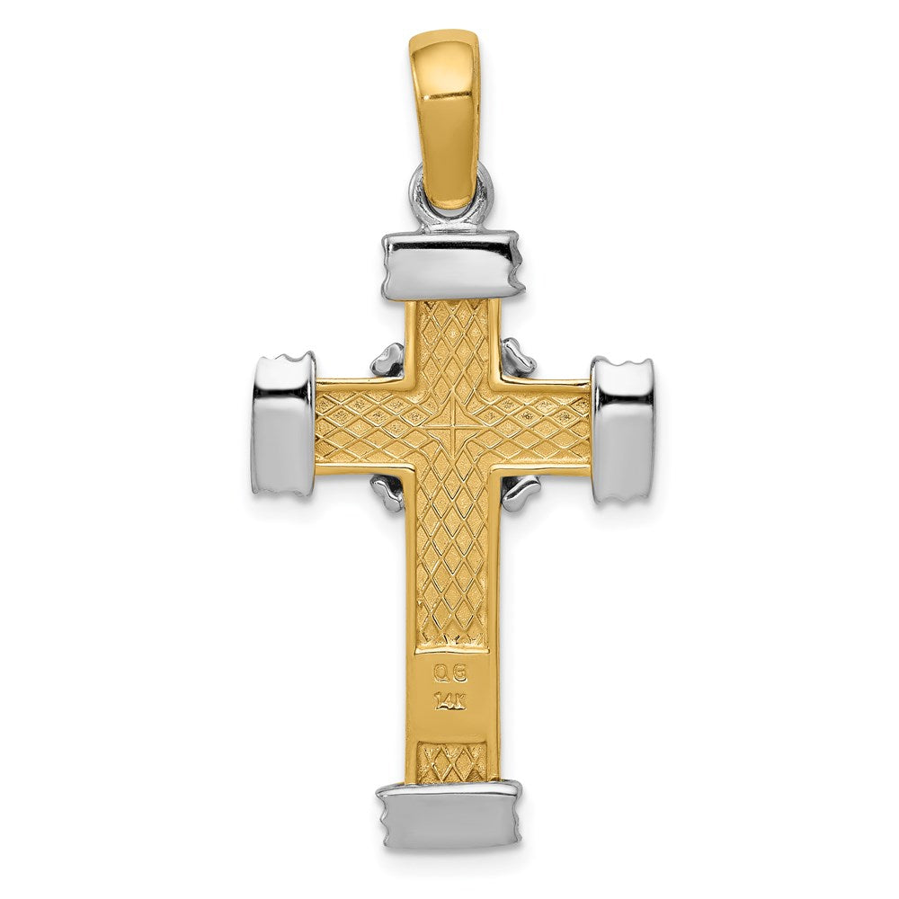 14K Bicolor-Gold Lateinisches Kreuz Anhänger