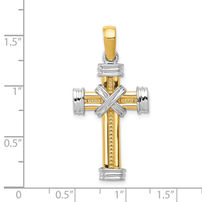 14K Bicolor-Gold Lateinisches Kreuz Anhänger