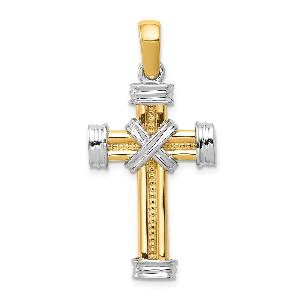14K Bicolor-Gold Lateinisches Kreuz Anhänger