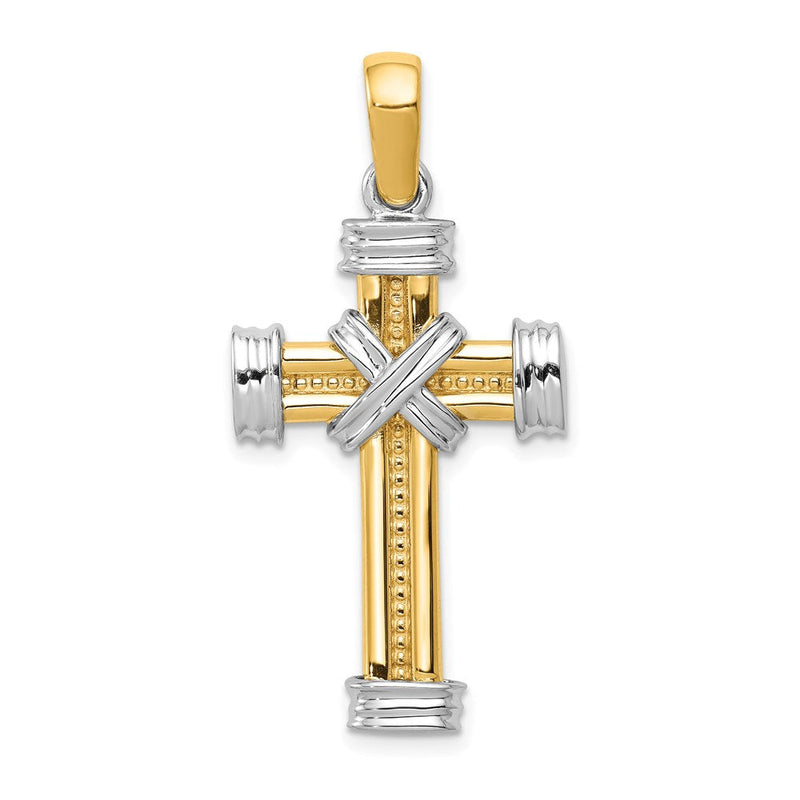 14K Bicolor-Gold Lateinisches Kreuz Anhänger