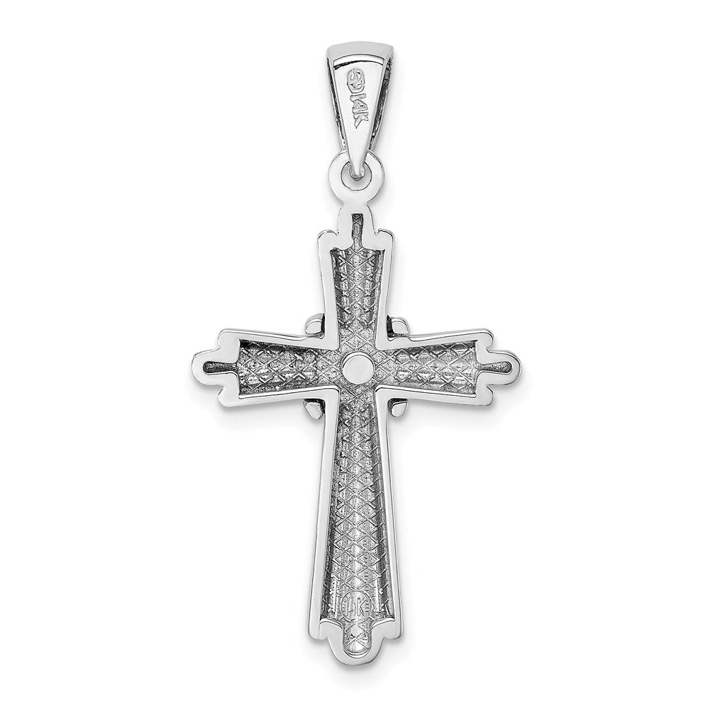 14K Weißgold Polierter Kreuz-Charm
