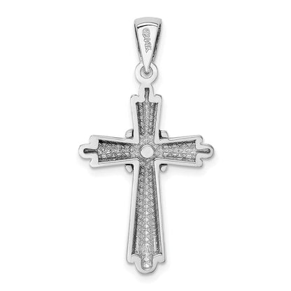 14K Weißgold Polierter Kreuz-Charm