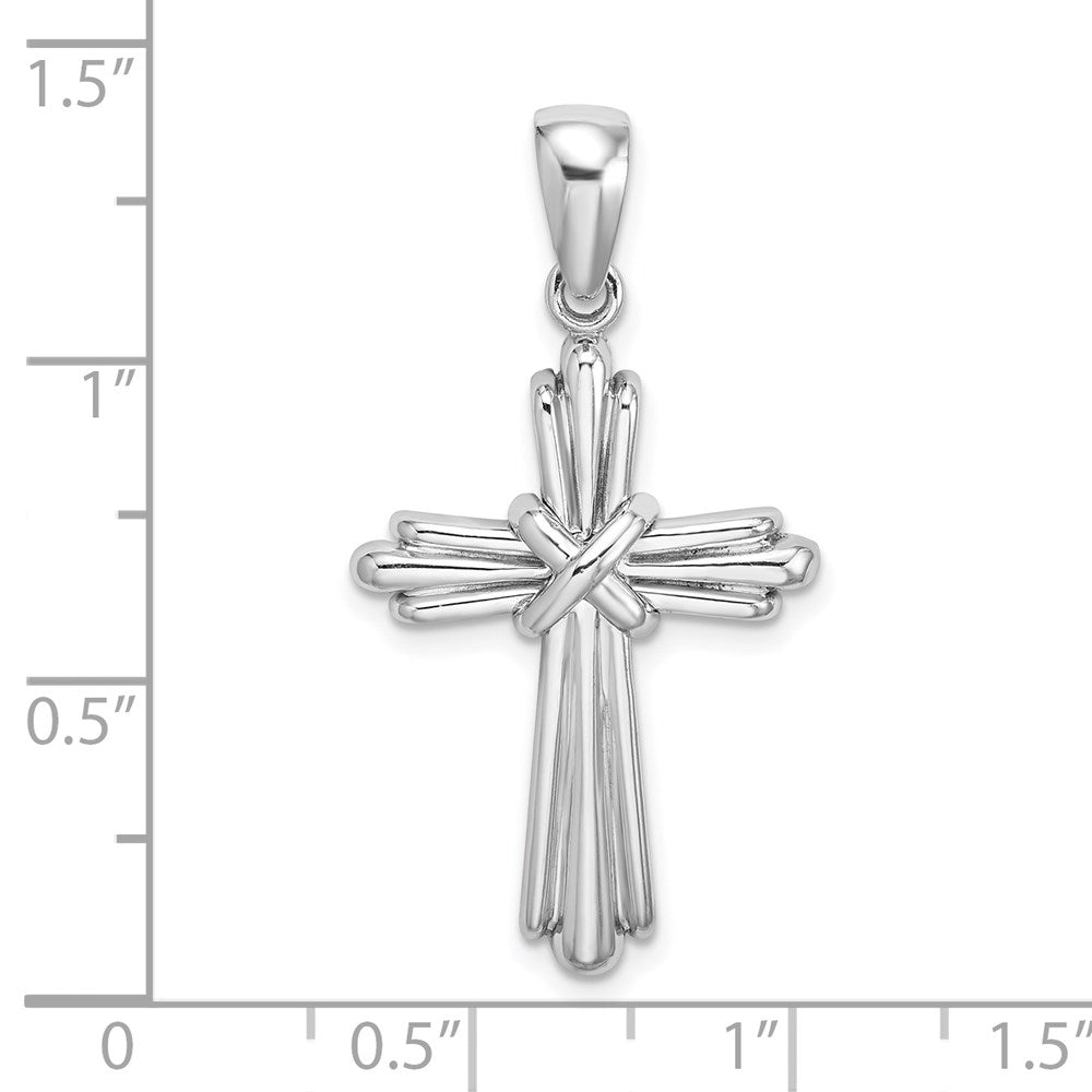 14K Weißgold Polierter Kreuz-Charm