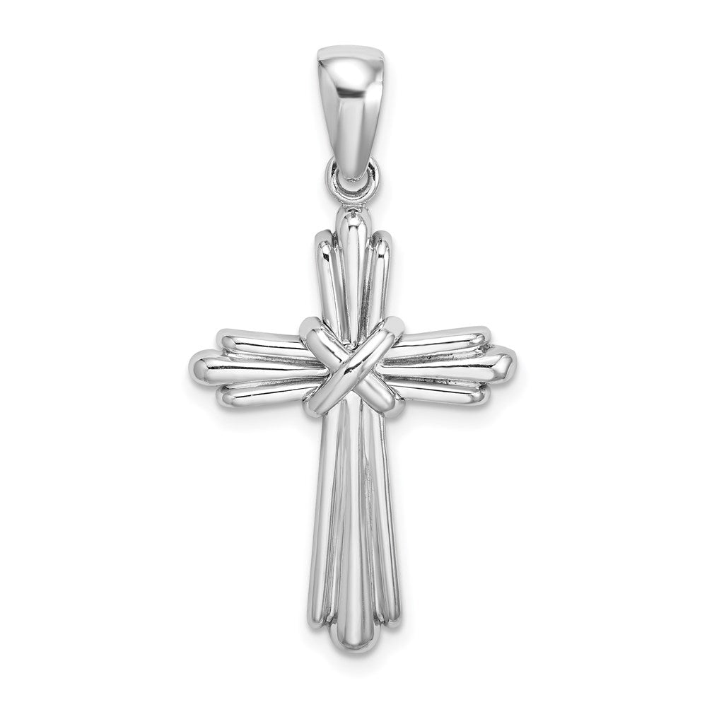 14K Weißgold Polierter Kreuz-Charm