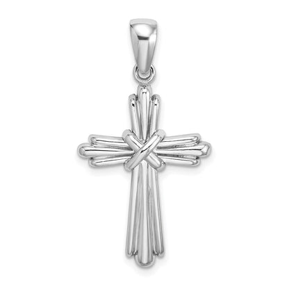 14K Weißgold Polierter Kreuz-Charm