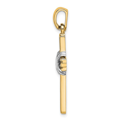 14K Gelb- und Rhodiumgold mit Rhodium-Passionskreuz-Anhänger