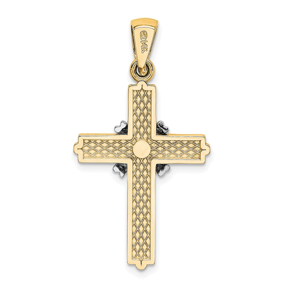 14K Gelb- und Rhodiumgold mit Rhodium-Passionskreuz-Anhänger