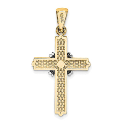 14K Gelb- und Rhodiumgold mit Rhodium-Passionskreuz-Anhänger