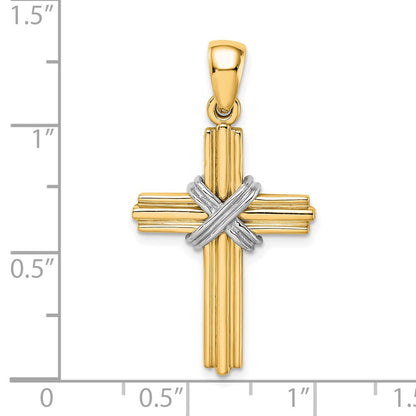 14K Gelb- und Rhodiumgold mit Rhodium-Passionskreuz-Anhänger