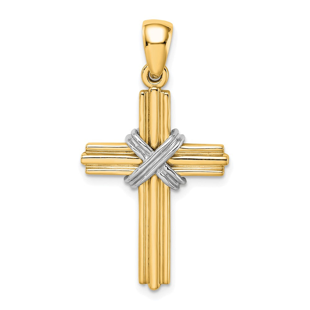 14K Gelb- und Rhodiumgold mit Rhodium-Passionskreuz-Anhänger