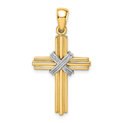 14K Gelb- und Rhodiumgold mit Rhodium-Passionskreuz-Anhänger