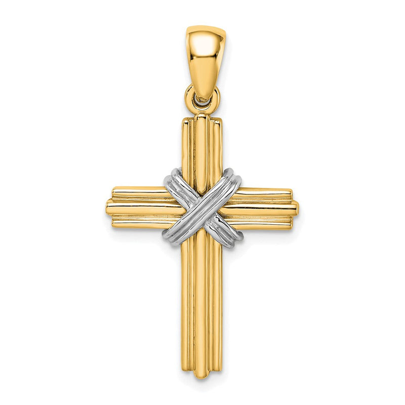 14K Gelb- und Rhodiumgold mit Rhodium-Passionskreuz-Anhänger