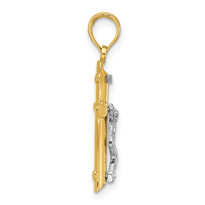 14K Bicolor Inri Hohl Kruzifix Charm