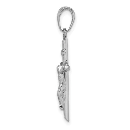 14K Weißgold INRI-Kruzifix-Anhänger