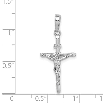 14K Weißgold INRI-Kruzifix-Anhänger