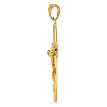 14K Gelbgold Kruzifix-Anhänger mit satinierter Oberfläche