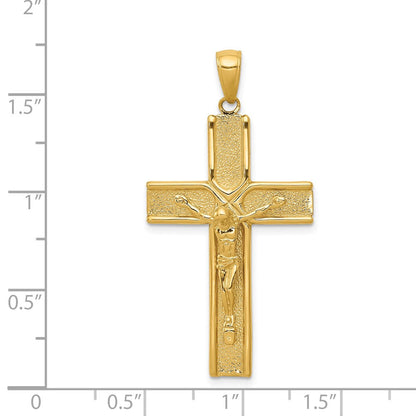 14K Gelbgold Kruzifix-Anhänger mit satinierter Oberfläche