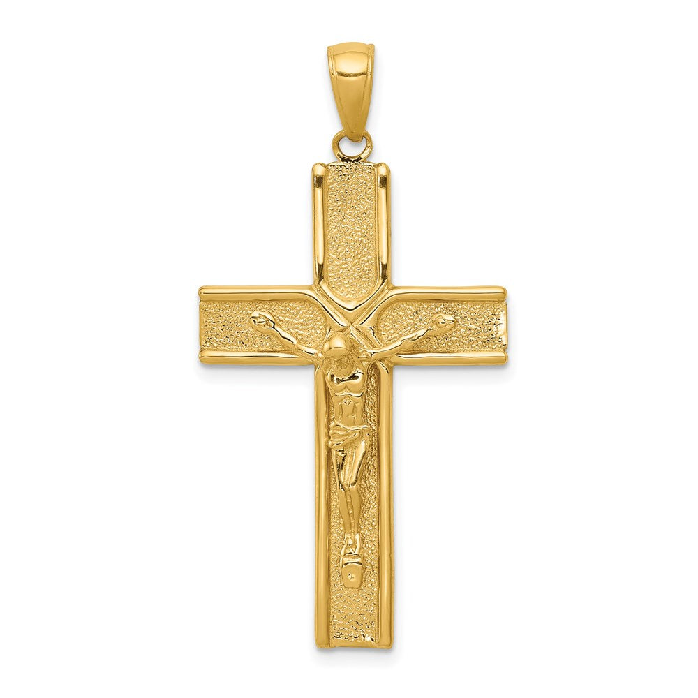 14K Gelbgold Kruzifix-Anhänger mit satinierter Oberfläche