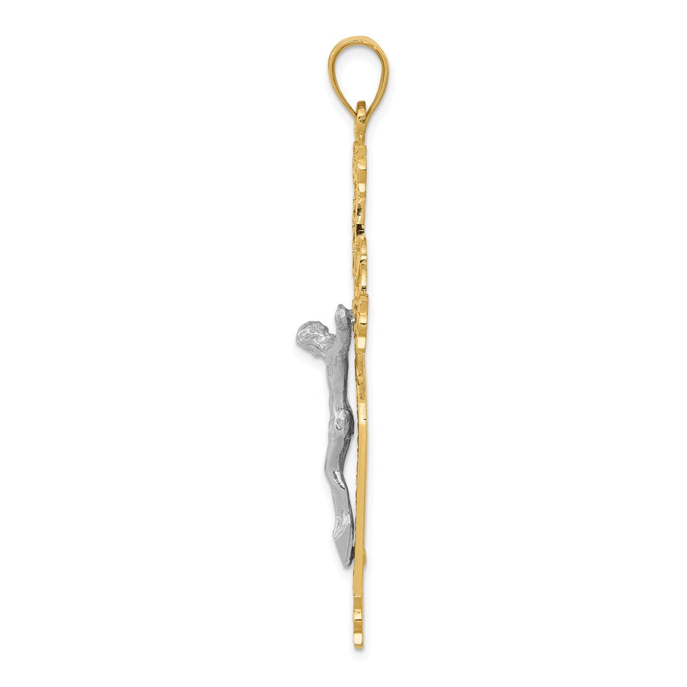 14K Bicolor-Gold Keltischer Kruzifix-Anhänger