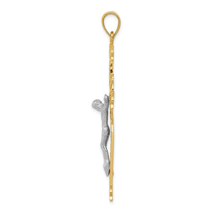 14K Bicolor-Gold Keltischer Kruzifix-Anhänger