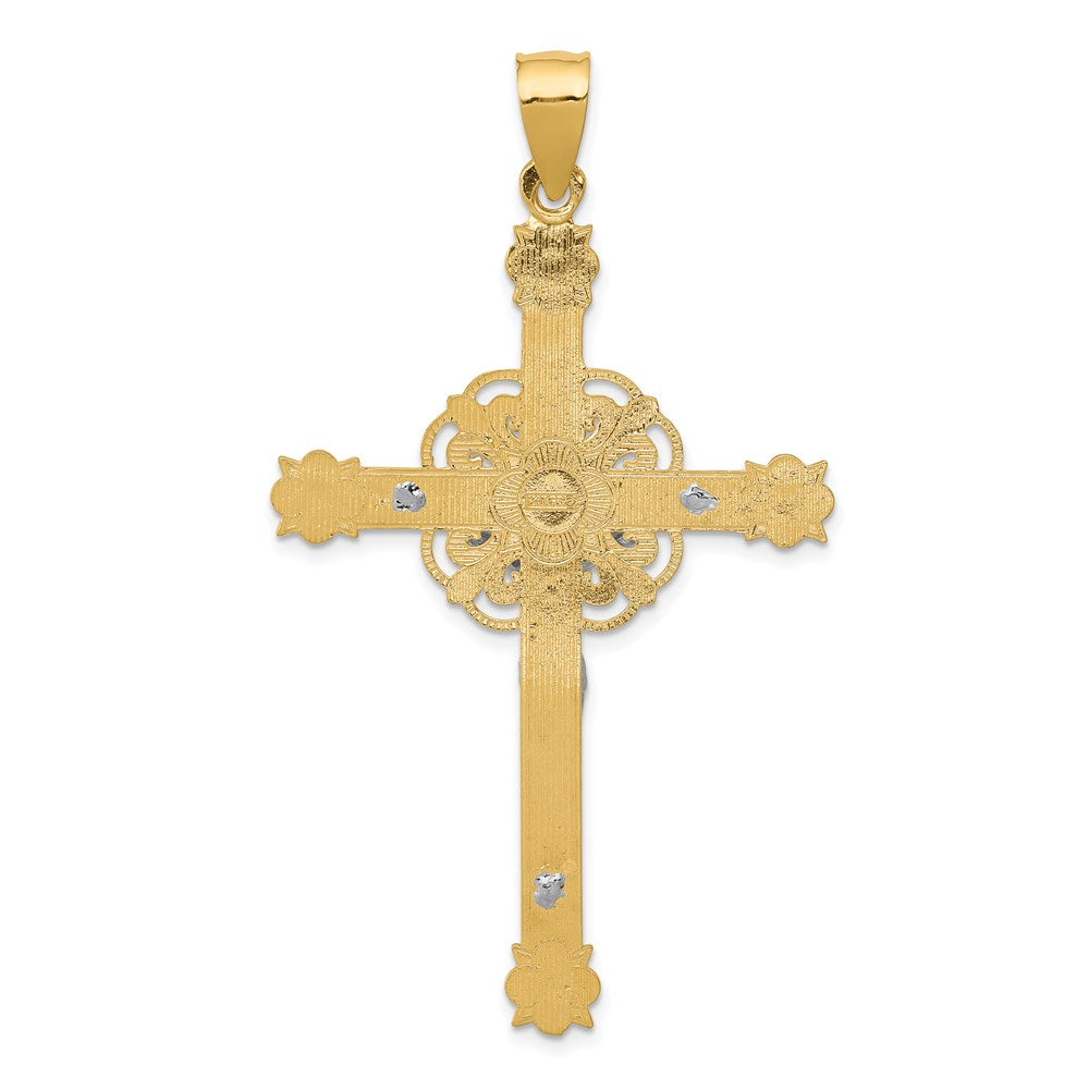 14K Bicolor-Gold Keltischer Kruzifix-Anhänger