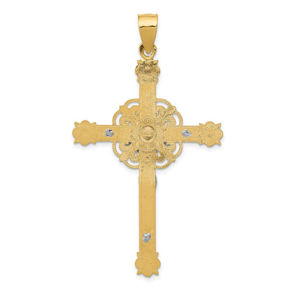 14K Bicolor-Gold Keltischer Kruzifix-Anhänger