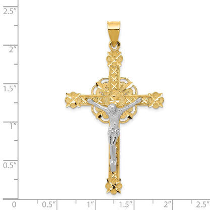 14K Bicolor-Gold Keltischer Kruzifix-Anhänger