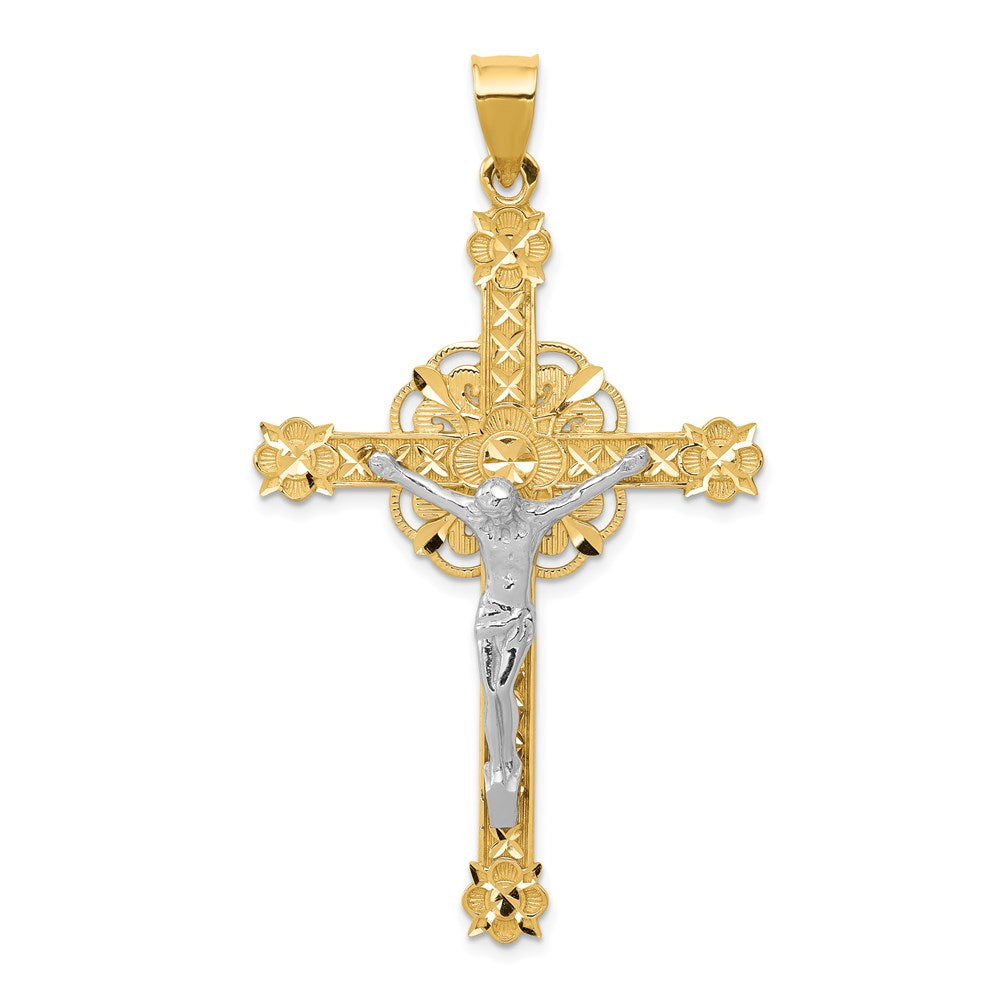 14K Bicolor-Gold Keltischer Kruzifix-Anhänger
