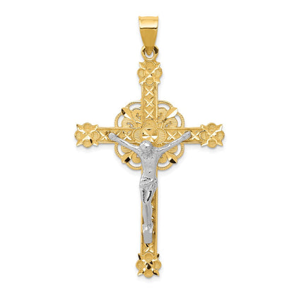 14K Bicolor-Gold Keltischer Kruzifix-Anhänger