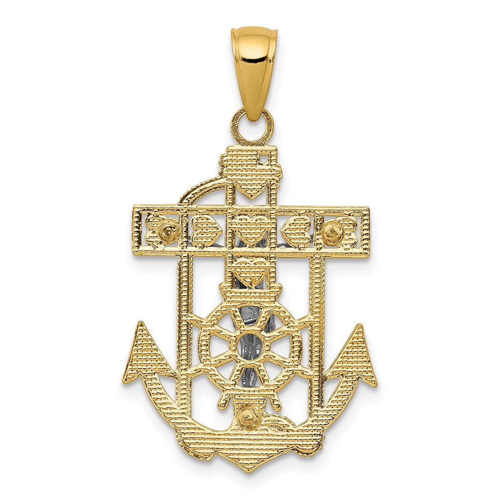 14K Bicolor-Gold Marine-Kruzifix-Anhänger
