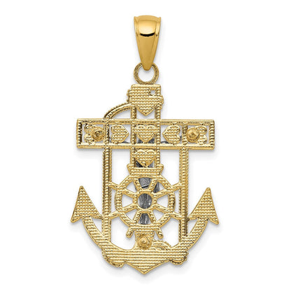 14K Bicolor-Gold Marine-Kruzifix-Anhänger
