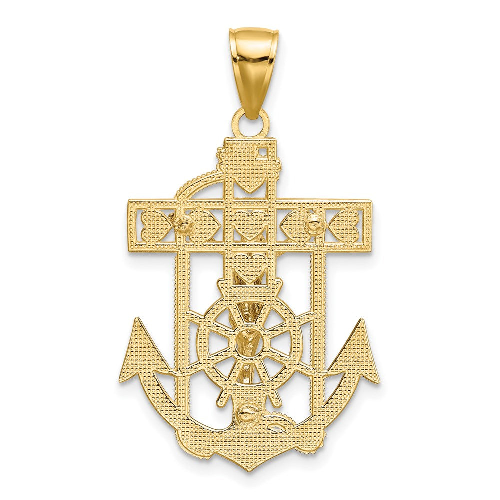 14K Bicolor Gold Mariner-Kreuzanhänger mit Kruzifix