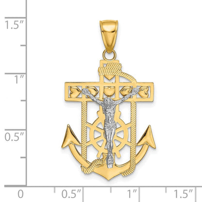14K Bicolor Gold Mariner-Kreuzanhänger mit Kruzifix