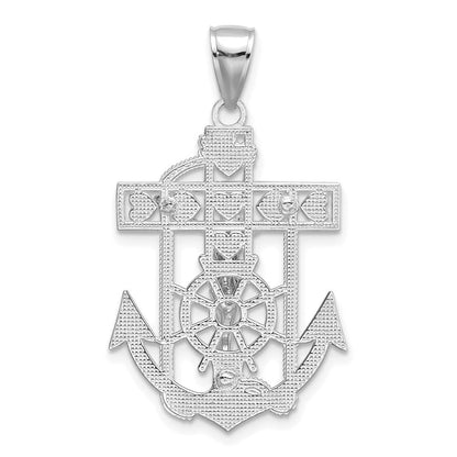 14K Weißgold Marine-Kruzifix-Anhänger