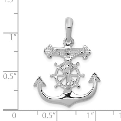 14K Weißgold Mariner-Kreuz-Anhänger
