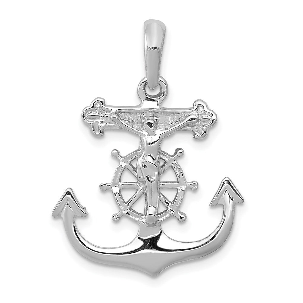 14K Weißgold Mariner-Kreuz-Anhänger