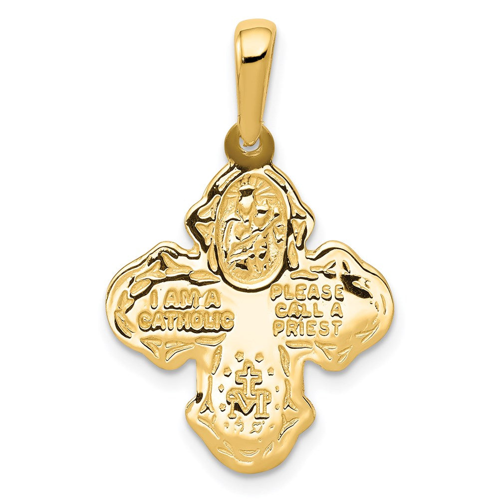 14K Gelbgold Vierweg-Medaille-Anhänger
