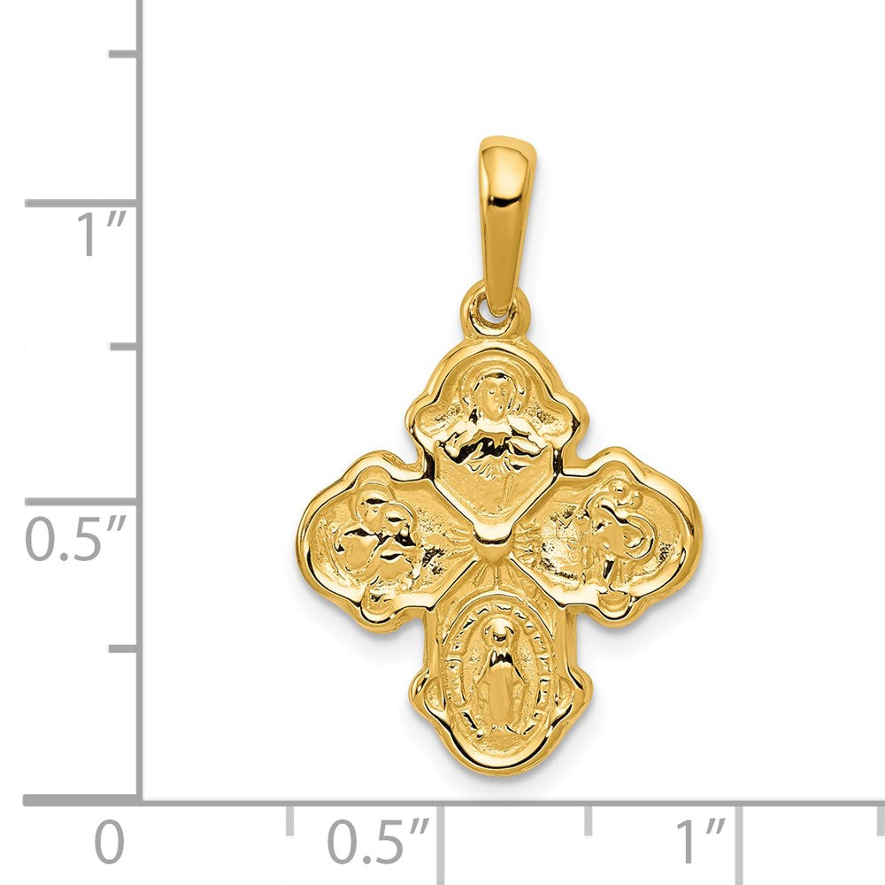 14K Gelbgold Vierweg-Medaille-Anhänger