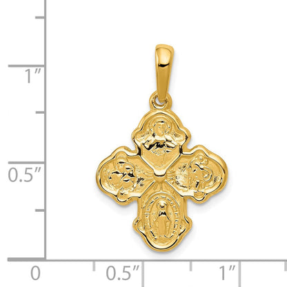 14K Gelbgold Vierweg-Medaille-Anhänger