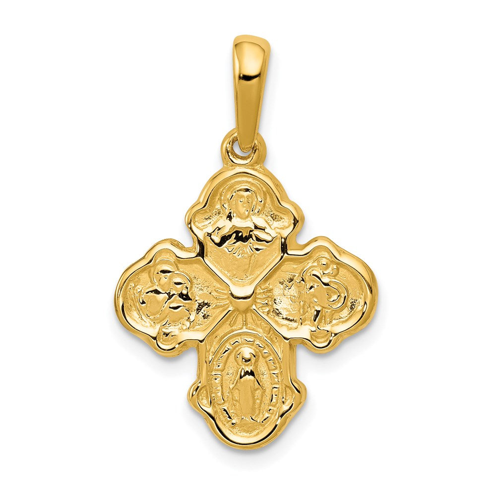14K Gelbgold Vierweg-Medaille-Anhänger