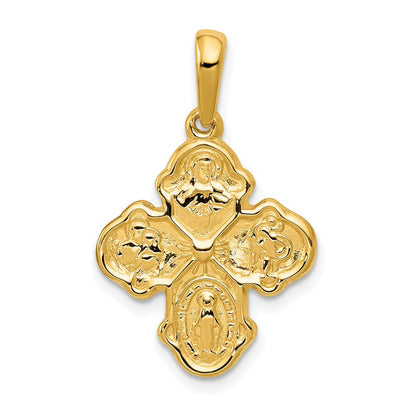 14K Gelbgold Vierweg-Medaille-Anhänger